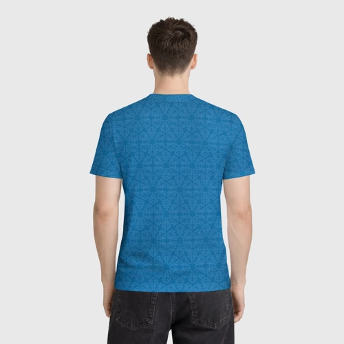 Мужская футболка 3D с принтом Сноубордист или лыжник, вид сзади #2