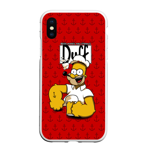 Чехол для iPhone XS Max матовый Duff Beer, цвет белый