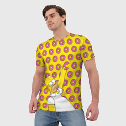 Мужская футболка 3D Пончики Гомера Симпсона - фото 2