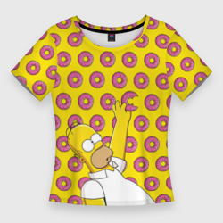 Женская футболка 3D Slim Пончики Гомера Симпсона