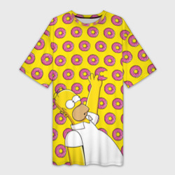 Платье-футболка 3D Пончики Гомера Симпсона