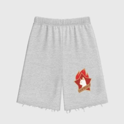 Женские шорты oversize футер хлопок Всегда Котов ГТО - ретро пародия на значок пионера СССР с котёнком