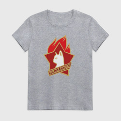 Женская футболка хлопок Всегда Котов ГТО - ретро пародия на значок пионера СССР с котёнком