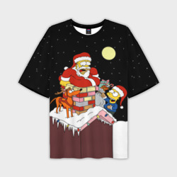 Мужская футболка oversize 3D Симпсон - Санта Клаус