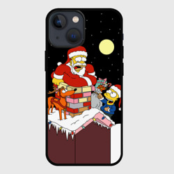 Чехол для iPhone 13 mini Симпсон - Санта Клаус