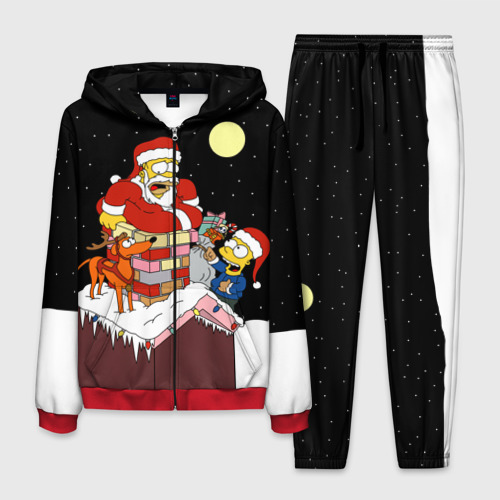 Мужской костюм 3D Симпсон - Санта Клаус, цвет красный