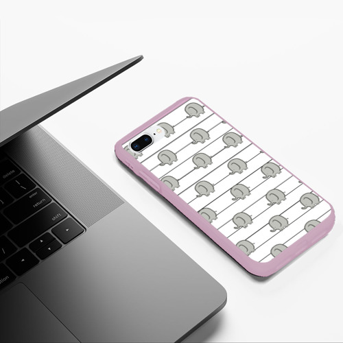 Чехол для iPhone 7Plus/8 Plus матовый Милые слоны, цвет розовый - фото 5