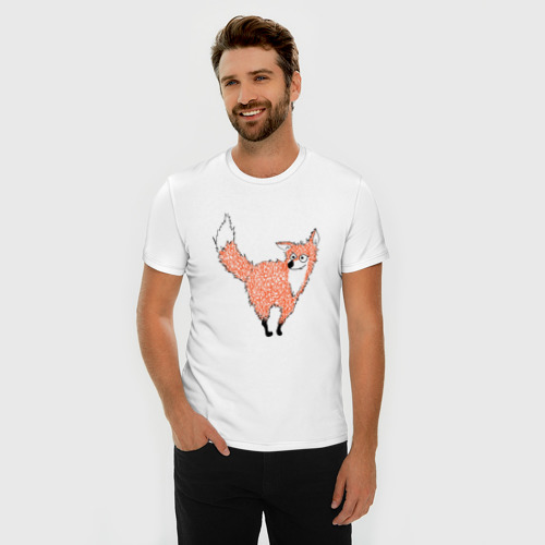 Мужская футболка хлопок Slim Crazy fox, цвет белый - фото 3