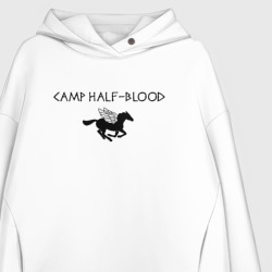 Худи с принтом Camp Half-Blood для женщины, вид на модели спереди №2. Цвет основы: белый