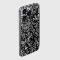 Чехол для iPhone 16 Pro силиконовый с защитой камеры Монстры черно-белый паттерн - фото 2