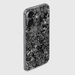Чехол для iPhone 16 силиконовый с защитой камеры Монстры черно-белый паттерн - фото 2