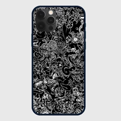 Чехол для iPhone 12 Pro Max Монстры черно-белый паттерн