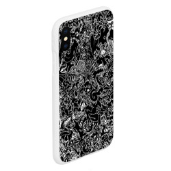 Чехол для iPhone XS Max матовый Монстры черно-белый паттерн - фото 2