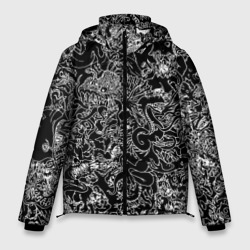 Мужская зимняя куртка 3D Монстры черно-белый паттерн