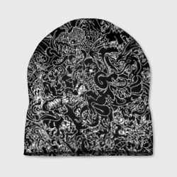 Шапка 3D Монстры черно-белый паттерн