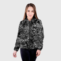Женская куртка 3D Монстры черно-белый паттерн - фото 2
