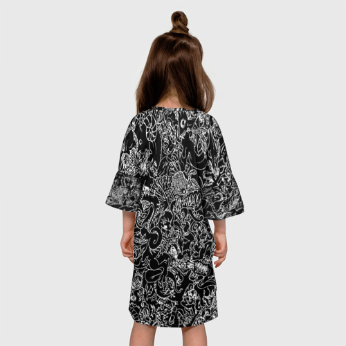 Детское платье 3D с принтом Монстры, вид сзади #2