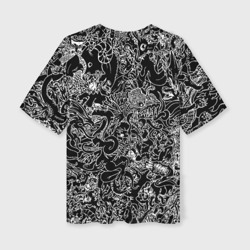 Женская футболка oversize 3D Монстры черно-белый паттерн, цвет 3D печать - фото 2