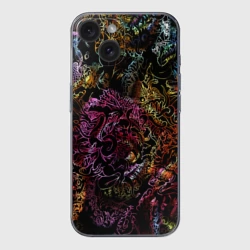 Чехол для iPhone 15 силиконовый с защитой камеры Радужные монстры