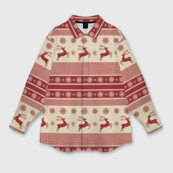 Женская рубашка oversize 3D Зимние олени