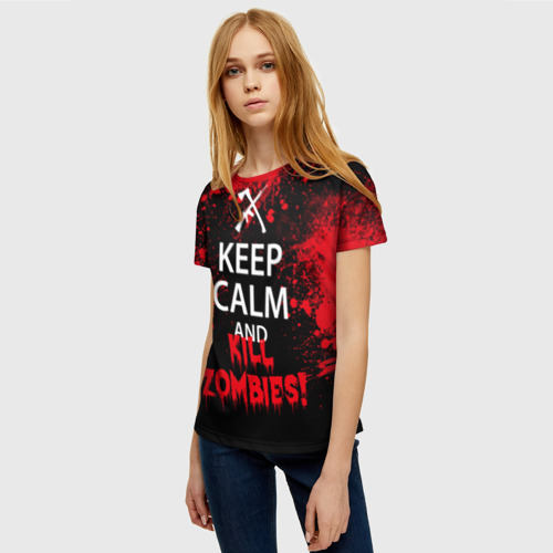 Женская футболка 3D Keep Calm & Kill Zombies, цвет 3D печать - фото 3