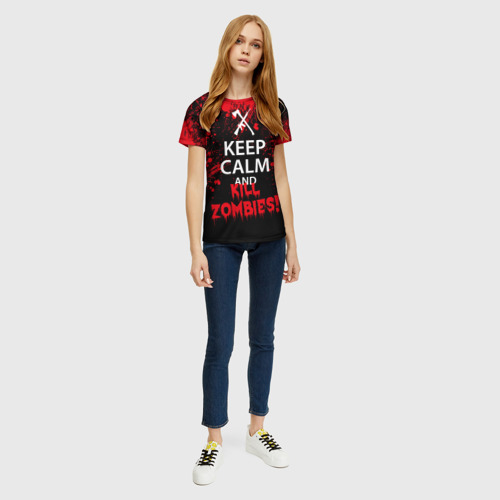 Женская футболка 3D Keep Calm & Kill Zombies, цвет 3D печать - фото 5