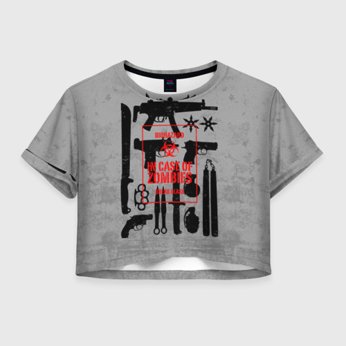 Женская футболка Crop-top 3D Арсенал против зомби, цвет 3D печать
