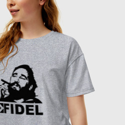 Женская футболка хлопок Oversize Фидель, Кастро - фото 2