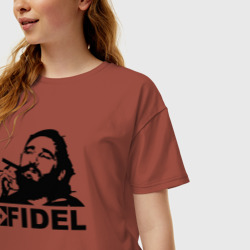 Женская футболка хлопок Oversize Фидель, Кастро - фото 2