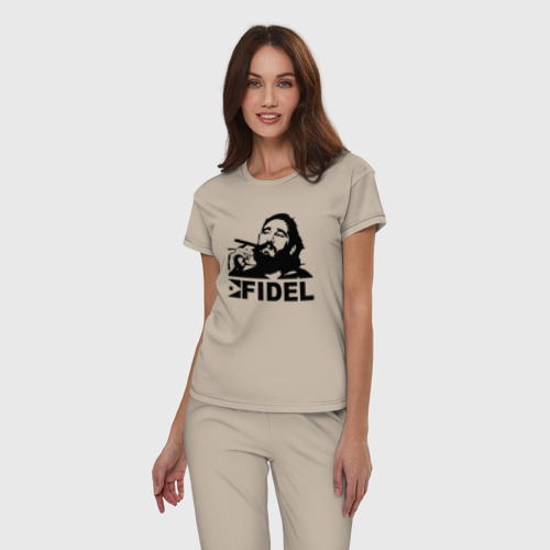 Женская пижама хлопок Фидель, Кастро, цвет миндальный - фото 3