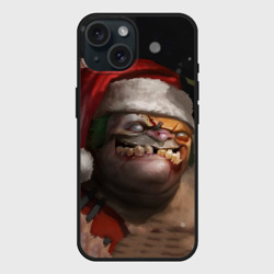 Чехол силиконовый для Apple iPhone 15 матовый Пудж из Dota новогодний в колпаке