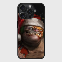 Чехол силиконовый для Apple iPhone 15 Pro матовый Пудж из Dota новогодний в колпаке