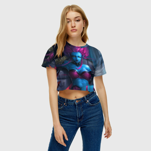 Женская футболка Crop-top 3D Hair Evelynn, цвет 3D печать - фото 4