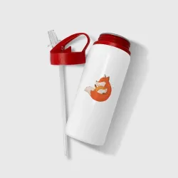 Бутылка для воды с трубочкой Лисички - фото 2