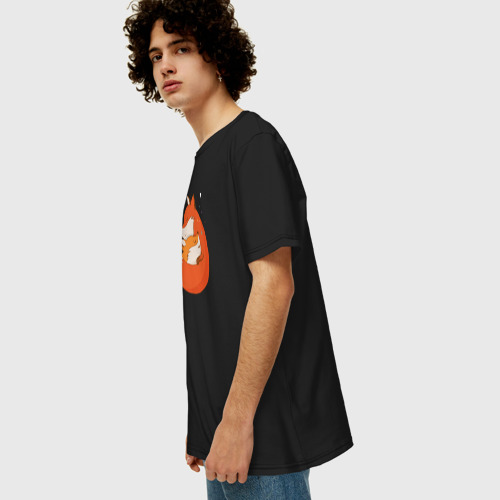 Мужская футболка хлопок Oversize Лисички, цвет черный - фото 5