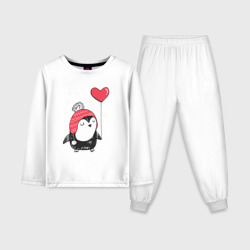 Детская пижама с лонгсливом хлопок Пингвин с шариком