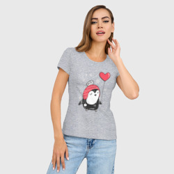 Женская футболка хлопок Slim Пингвин с шариком - фото 2