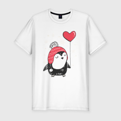 Мужская футболка хлопок Slim Пингвин с шариком