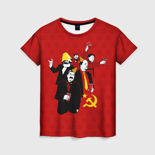 Женская футболка с принтом Communist Party, вид спереди №1