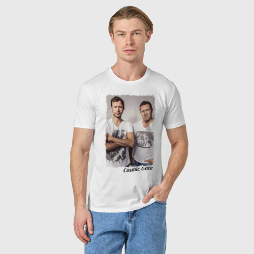 Мужская футболка хлопок Cosmic Gate, цвет белый - фото 3