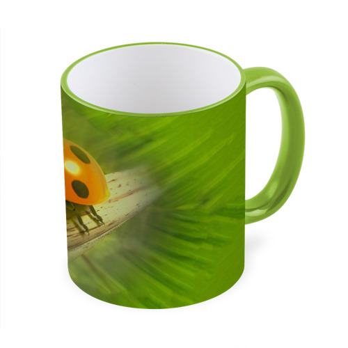 Кружка с полной запечаткой Божья коровка, цвет Кант светло-зеленый - фото 3