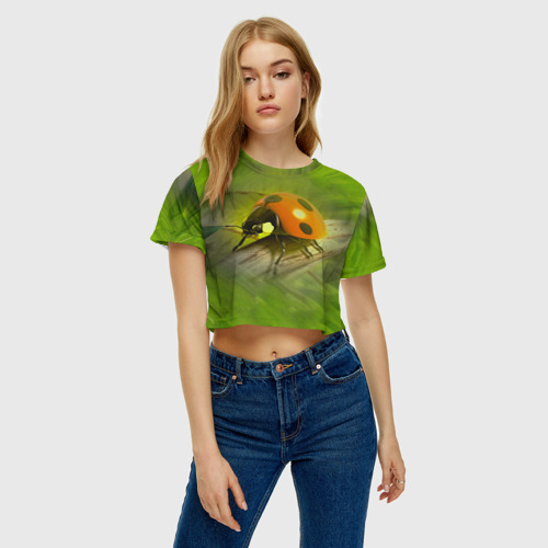 Женская футболка Crop-top 3D Божья коровка, цвет 3D печать - фото 3