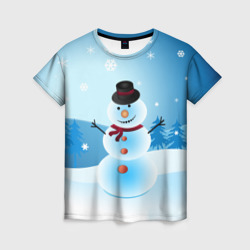 Женская футболка 3D Снеговик