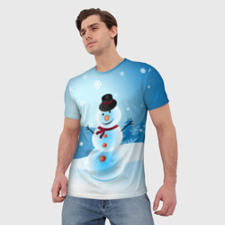 Мужская футболка 3D Снеговик - фото 2