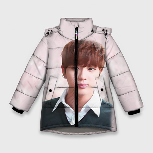 Зимняя куртка для девочек 3D Kim SeokJin, цвет светло-серый