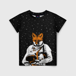 Детская футболка 3D Лис космонавт
