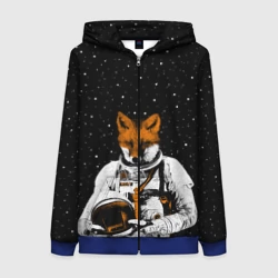 Женская толстовка 3D на молнии Лис космонавт