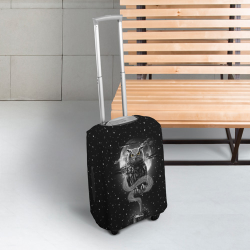 Чехол для чемодана 3D Ночная сова, цвет 3D печать - фото 3
