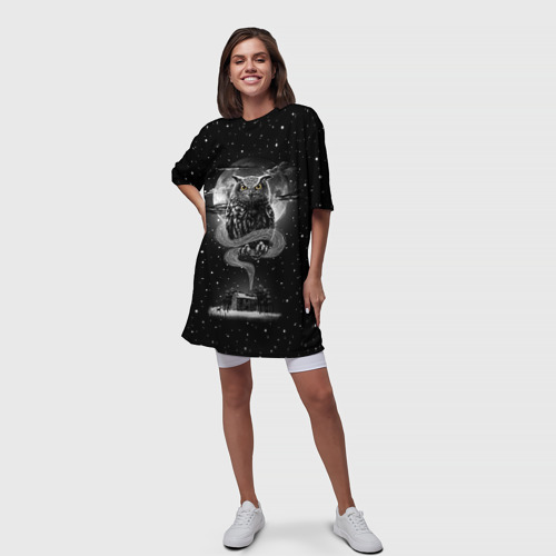 Платье-футболка 3D Ночная сова, цвет 3D печать - фото 5