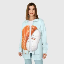 Женская рубашка oversize 3D Суши друзья - фото 2